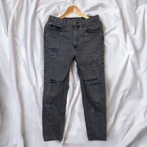 Carmar Denim Gray All Over Distressed Ripped Straight Leg Hi Waisted Jeans 28